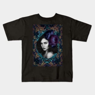 Deep Purple Flower Girl Portrait Artwork Digital Kids T-Shirt